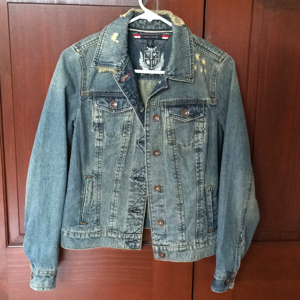 tommy hilfiger small distressed denim jacket